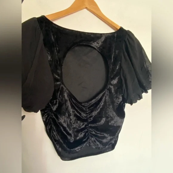 Free People Midnight Mood black velvet crop top - Picture 9 of 12